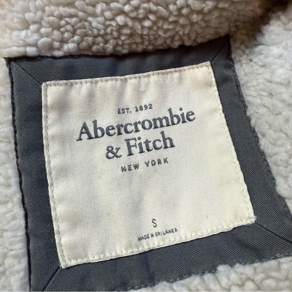 Vintage Y2K Abercrombie & Fitch Green Utility Sherpa Lined Fur Hood Jacket - Picture 10 of 12